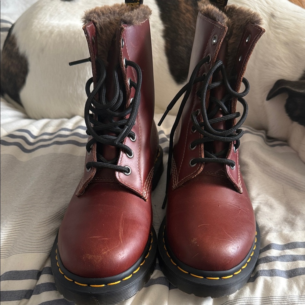 Dr. Martens Cherry Red Leather Combat Boots